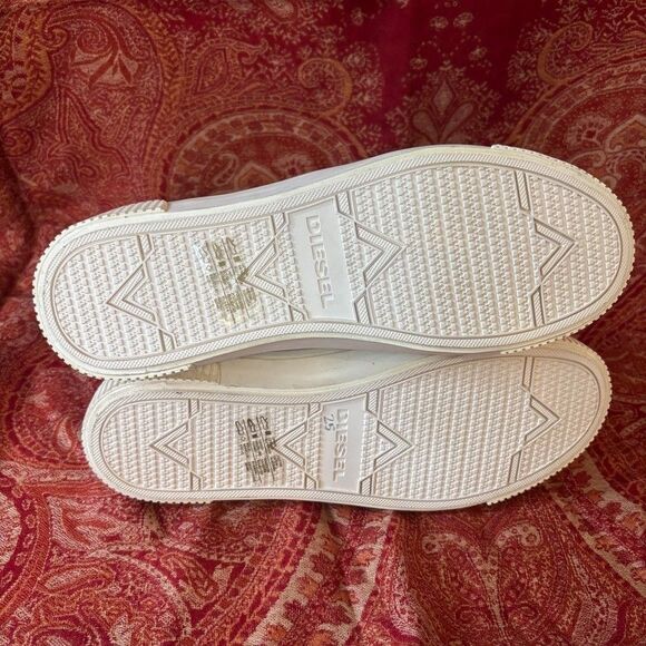 Diesel S-Mustave MC W White Leather High Top Sneakers Studded EUR 39 US 8.5 main image 7